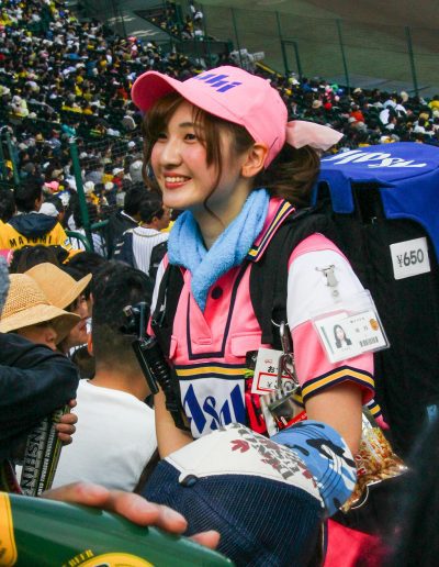 Beer vendor at Koshien stadium
