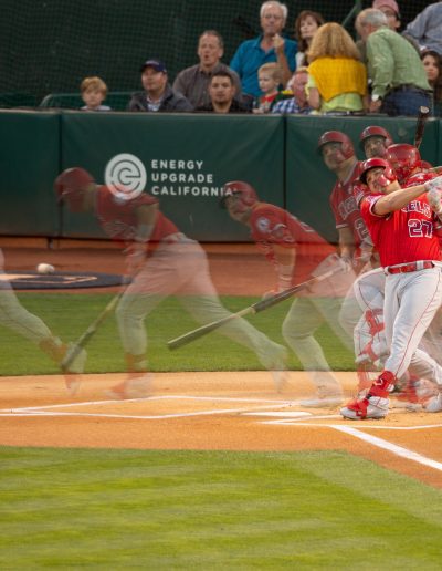 Mike Trout home run swing against the Oakland Athletics