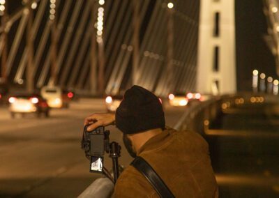 Photographing cars on the Oakland San Francisco Bay Bridge