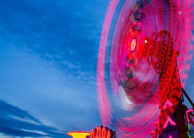 Light patterns generated by carnival rides in Oakland, CA
