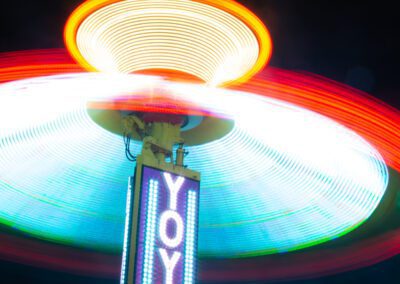 Light patterns generated by carnival rides in Oakland, CA
