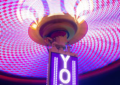 Light patterns generated by carnival rides in Oakland, CA