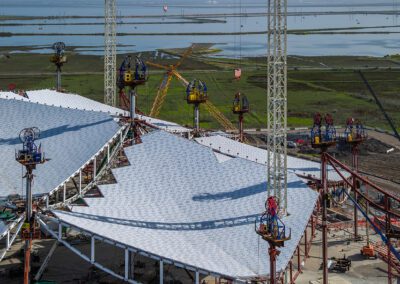 Crane work at the Google Bayview campus in Mountain View, California.